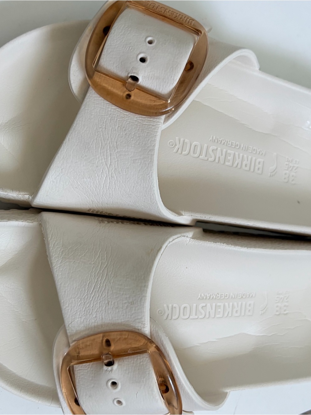 Birkenstock Madrid Big Buckle EVA Cream Slide Sandal with Champagne-tone Buckle - Picture 3 of 5